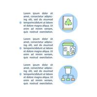 iconos de línea de concepto de clasificación de residuos con texto. plantilla de vector de página ppt con espacio de copia. folleto, revista, elemento de diseño de boletín. tratamiento de basura ilustraciones lineales en blanco