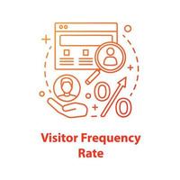Visitor frequency rate concept icon. Social media analytics. SMM measurement, metrics. Customer retention. Website traffic statistics idea thin line illustration. Conversion rate vector