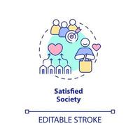 Satisfied society concept icon. Demand and supply. Market economy pros abstract idea thin line illustration. Isolated outline drawing. Editable stroke. Arial, Myriad Pro-Bold fonts used vector