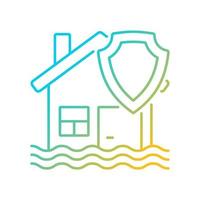 Flood insurance case gradient linear vector icon. Insurance of accident caused of weather. Homeowners protection. Thin line color symbol. Modern style pictogram. Vector isolated outline drawing