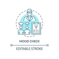 Mood check blue concept icon. Annual clinical checkup abstract idea thin line illustration. Mental state testing. Psychological state of patient. Vector isolated outline color drawing. Editable stroke