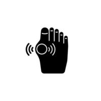 Gout black glyph icon. Inflammatory arthritis type. Uric acid buildup. Affecting joint in big toe. Hyperuricemia condition. Intense pain. Silhouette symbol on white space. Vector isolated illustration