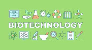 banner de conceptos de palabras de biotecnología. Ciencias. investigación científica, experimento, laboratorio. presentación, sitio web. bioquímica. tipografía de letras aisladas con iconos. ilustración de contorno vectorial vector