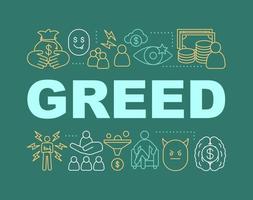 Greed word concepts banner. Pride. Presentation, website. Avarice. Isolated lettering typography idea with linear icons. Vector outline illustration