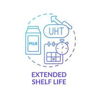 Extended shelf life blue gradient concept icon. Ultra pasteurization. Advantages of UHT milk abstract idea thin line illustration. Isolated outline drawing. Myriad Pro-Bold fonts used vector