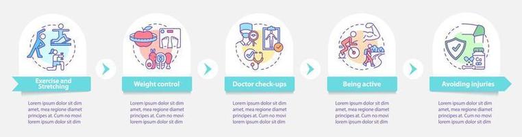 plantilla infográfica vectorial de prevención de la artritis. elementos de diseño del esquema de presentación de reducción de riesgos. visualización de datos con 5 pasos. gráfico de información de la línea de tiempo del proceso. diseño de flujo de trabajo con iconos de línea vector