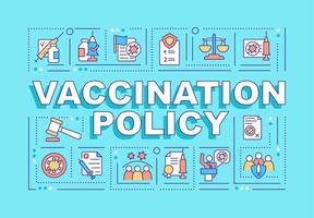 Vaccination policy word concepts banner. Enhancing public trust. Infographics with linear icons on turquoise background. Isolated creative typography. Vector outline color illustration with text