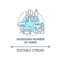 Increasing number of parks concept icon. City solution abstract idea thin line illustration. Restoring natural areas. Urban ecology. Vector isolated outline color drawing. Editable stroke