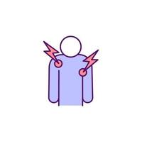 Throbbing pain in chest RGB color icon. Experiencing discomfort under armpits. Heart problems. Underarm pain. Swollen lymph nodes. Isolated vector illustration. Simple filled line drawing