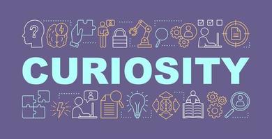 Curiosity word concepts banner. Broden mind. Presentation, website. Learning. Thinking. Isolated lettering typography idea with linear icons. Gain knowledge. Intelligence. Vector outline illustration