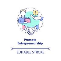 Promote entrepreneurship concept icon. Encourage business. Market economy pros abstract idea thin line illustration. Isolated outline drawing. Editable stroke. Arial, Myriad Pro-Bold fonts used vector