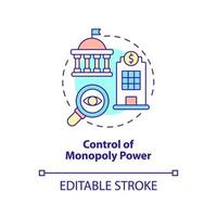 Control of monopoly power concept icon. Legislative measures. Mixed economy features abstract idea thin line illustration. Isolated outline drawing. Editable stroke. Arial, Myriad Pro-Bold fonts used vector