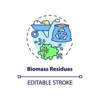 Biomass residues concept icon. Energy source on farm abstract idea thin line illustration. Natural by-product. Isolated outline drawing. Editable stroke. Roboto-Medium, Myriad Pro-Bold fonts used vector