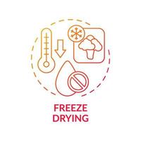 Freeze drying red gradient concept icon. Low temperature dehydration. Liquid removal. Food technology abstract idea thin line illustration. Isolated outline drawing. Myriad Pro-Bold fonts used vector