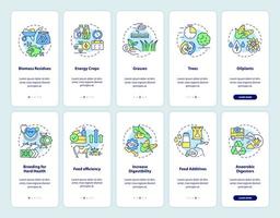 juego de pantalla de aplicación móvil de incorporación de agricultura moderna. tutorial de sostenibilidad páginas de instrucciones gráficas de 5 pasos con conceptos lineales. interfaz de usuario, ux, plantilla de interfaz gráfica de usuario. innumerables fuentes pro-negrita y regulares utilizadas vector