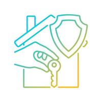Renters insurance case gradient linear vector icon. Tenant safety policy. Protection of personal belongings. Thin line color symbol. Modern style pictogram. Vector isolated outline drawing