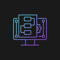 Digital project management gradient vector icon for dark theme. Organising resources. Managing online projects. Thin line color symbol. Modern style pictogram. Vector isolated outline drawing