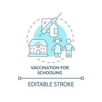 Vaccination for schooling blue concept icon. Protection against covid abstract idea thin line illustration. Boosting kids immunity. Vector isolated outline color drawing. Editable stroke