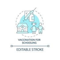 Vaccination for schooling blue concept icon. Protection against covid abstract idea thin line illustration. Boosting kids immunity. Vector isolated outline color drawing. Editable stroke