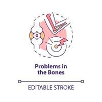 Problems with bones concept icon. Accute pain in joint. Physical disorder. Physiotherapy abstract idea thin line illustration. Vector isolated outline color drawing. Editable stroke