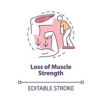 Loss of the muscle strenght concept icon. Muscular weakness. Problem with physical health. Physiotherapy abstract idea thin line illustration. Vector isolated outline color drawing. Editable stroke