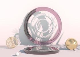 Minimal scene with geometrical forms, podiums in cream background with shadows. Scene to show cosmetic product, Showcase, shopfront, display case. 3d photo