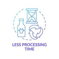 Less processing time blue gradient concept icon. Reduce process time. Advantages of UHT milk abstract idea thin line illustration. Isolated outline drawing. Myriad Pro-Bold fonts used vector