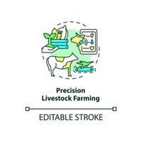 Precision livestock farming concept icon. Smart technology abstract idea thin line illustration. Animal analysis. Isolated outline drawing. Editable stroke. Roboto-Medium, Myriad Pro-Bold fonts used vector