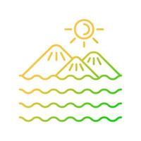 Island gradient linear vector icon. Land surrounded by water. Ground piece in sea and ocean. Islet, skerry and cay. Thin line color symbol. Modern style pictogram. Vector isolated outline drawing