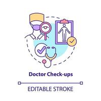 Doctor check ups concept icon. Risk of arthritis reduction abstract idea thin line illustration. Physical examination. Medical inspection. Vector isolated outline color drawing. Editable stroke