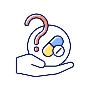 Blind trials RGB color icon. Masked experiment. Maximizing results validity. Random receive experimental drug and placebo. Double blind study. Isolated vector illustration. Simple filled line drawing