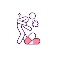 Cough medicine RGB color icon. Antitussive therapy. Blocking cough reflex with suppressant drugs. Expectorants intake. Relieving symptoms. Isolated vector illustration. Simple filled line drawing