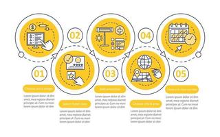 Hotel booking vector infographic template. Apartment reservation. Business presentation design elements. Data visualization with steps and options. Process timeline chart. Workflow layout with icons