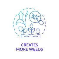 crea más malezas icono de concepto de gradiente azul. plantas salvajes. herbicidas desventajas de la ilustración de línea delgada de idea abstracta de gmo. dibujo de contorno aislado. innumerables fuentes pro-negrita utilizadas vector