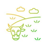 Pasture gradient linear vector icon. Grassland and rangeland. Grass covered land type. Livestock grazing field. Thin line color symbol. Modern style pictogram. Vector isolated outline drawing