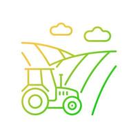 Arable land gradient linear vector icon. Ploughed field. Cropland. Cultivated soil. Agricultural landform. Thin line color symbol. Modern style pictogram. Vector isolated outline drawing