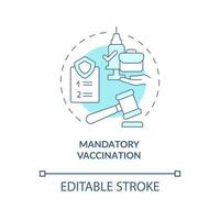 Mandatory vaccination blue concept icon. Protection against covid abstract idea thin line illustration. Local and state regulations. Vector isolated outline color drawing. Editable stroke