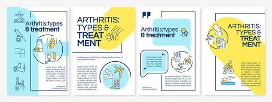 Arthritis types and medication brochure template. Flyer, booklet, leaflet print, cover design with linear icons. Vector layouts for presentation, annual reports, advertisement pages