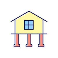 Strength and stability RGB color icon. Buildings construction. Secure foundation with piles. Adequate housing. Structure collapsing prevention. Isolated vector illustration. Simple filled line drawing