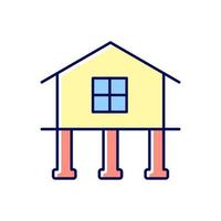 icono de color rgb de fuerza y estabilidad. construcción de edificios base segura con pilotes. vivienda adecuada. Prevención de colapso de estructuras. ilustración vectorial aislada. dibujo lineal relleno simple vector