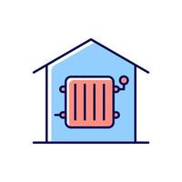 Required heating RGB color icon. Delivering warm air to rooms. Heat source in habitable spaces. Building heating systems. Building regulations. Isolated vector illustration. Simple filled line drawing