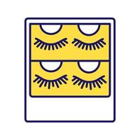 False eyelashes packaging color icon. Temporary lashes extension. 3D volume lashes strips. Fake eyelashes extension set. Isolated vector illustration
