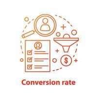 Conversion rate concept icon. CR. Sales funnel idea thin line illustration. Marketing. Website traffic. Web analytics. Vector isolated outline drawing