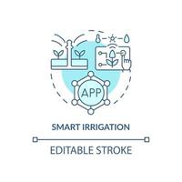 Smart irrigation turquoise concept icon. Farm automation device abstract idea thin line illustration. Watering schedule. Isolated outline drawing. Editable stroke. Arial, Myriad Pro-Bold fonts used vector