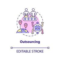 Outsourcing concept icon. Cheap workforce. Reduce costs. Market economy cons abstract idea thin line illustration. Isolated outline drawing. Editable stroke. Arial, Myriad Pro-Bold fonts used vector