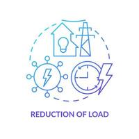 Reduction of load blue gradient concept icon. Applications of smart grid network abstract idea thin line illustration. Isolated outline drawing. Roboto-Medium, Myriad Pro-Bold fonts used vector