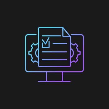 Document management gradient vector icon for dark theme. Creating, organizing online documents. Control documentation. Thin line color symbol. Modern style pictogram. Vector isolated outline drawing
