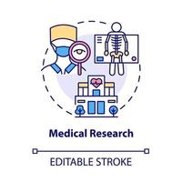 icono del concepto de investigación médica. servicios de clínica de artritis idea abstracta ilustración de línea delgada. chequeo médico y examen. diagnóstico. dibujo de color de contorno aislado vectorial. trazo editable vector