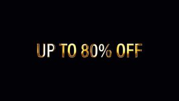 Up To 80 Percent golden text banner video