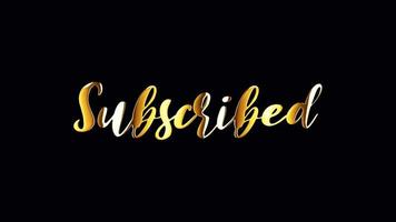 Subscribed golden text with light motion animation video